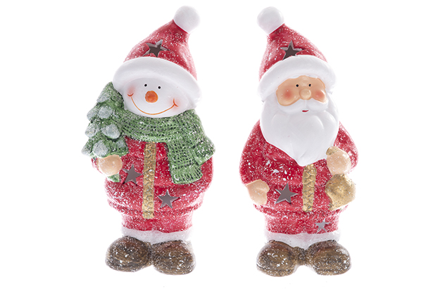 Babbo Natale/pupazzo di neve in resina 19 cm