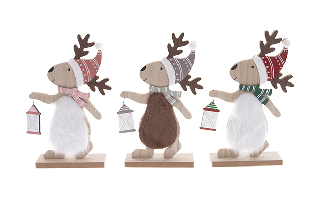 Reno madera para decoración Navidad 29 cm
