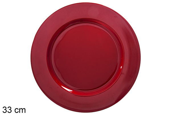 Bajo plato rojo brillo 33 cm
