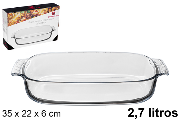 Fuente cristal rectangular 2.7 litros