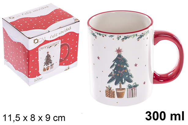 Christmas ceramic mug decorated with tree 300 ml