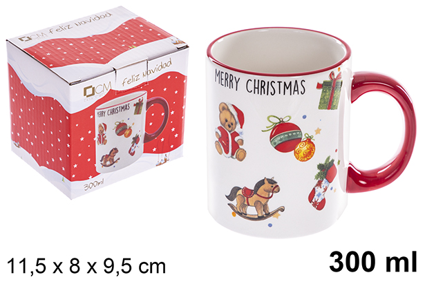[122403] Tazza natalizia in ceramica decorata con decorazioni natalizie 300 ml
