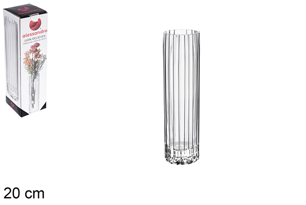 [122465] Florero cristal Lion relieves 20 cm