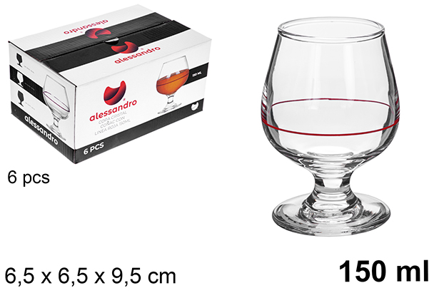 [122478] Copa cristal coñac con linea roja 150 ml