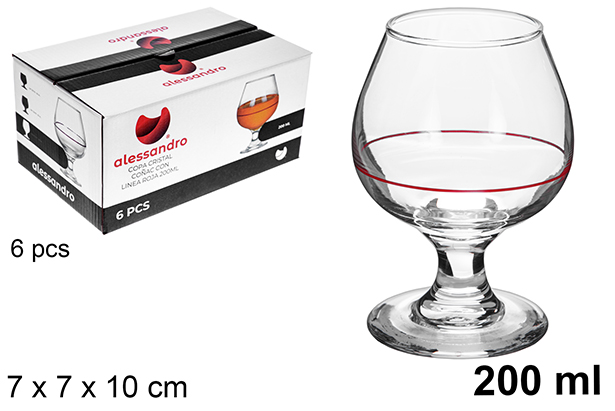 [122479] Copa cristal coñac con linea roja 200 ml