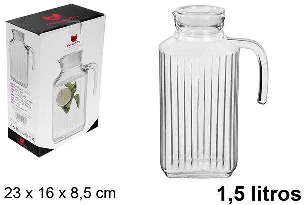 [122486] Brocca acqua in vetro con coperchio 1,5 litri