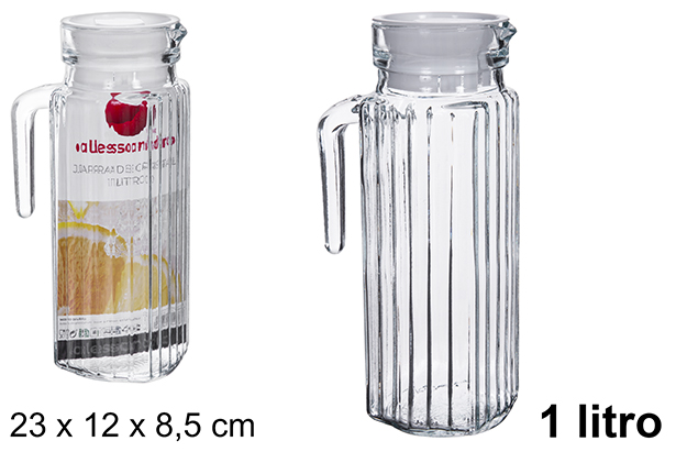 [122487] Glass water jug ​​white lid 1 liter