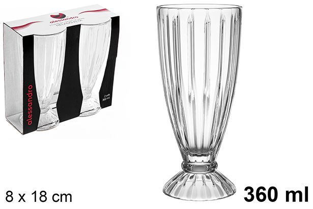 [122514] Pack 2 verres hauts en verre glacé 360 ml