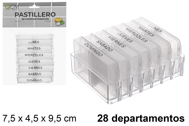 [122527] Pastillero plástico 28 departamentos semanal