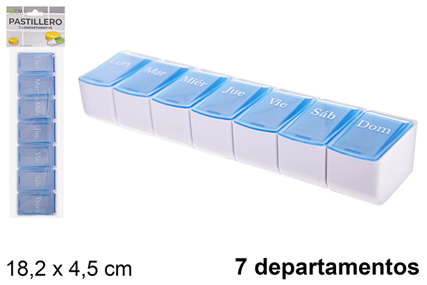 [122533] Plastic pill box 7 weekly departments 18,2x4,5 cm