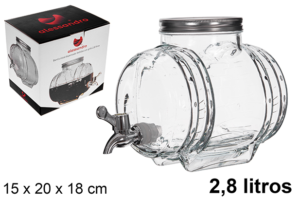 [122540] Barril cristal beverage dispenser with tap 2,8 liters