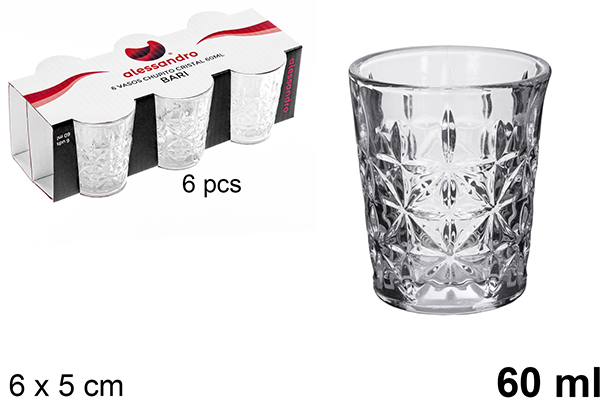 [122544] Pack  6 verres à shot en cristal de Bari 60 ml