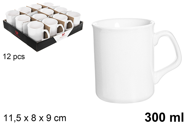 [122568] Conical white ceramic mug 300 ml