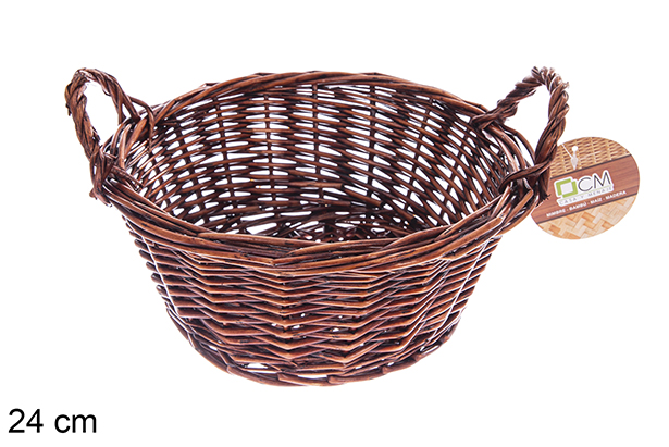 [122592] Cesto redondo de vime em mogno 24cm