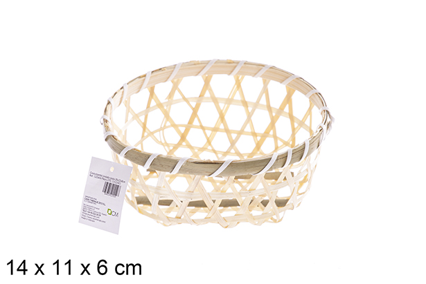 [122602] cesta de bambu oval perfurada
