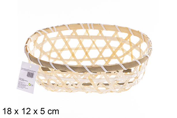 [122605] Cesta bambú ovalada calada 18x12x5 cm