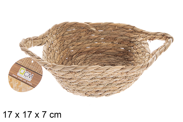 [122610] Cesto quadrado natural de ervas marinhas com alças 17x17x7 cm