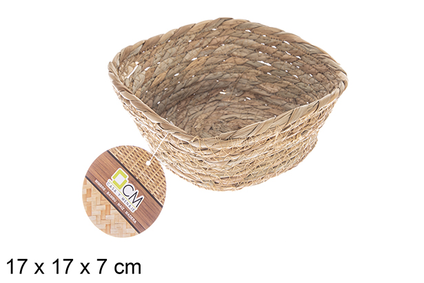 Cesta quadrada natural de ervas marinhas 17x17x7 cm
