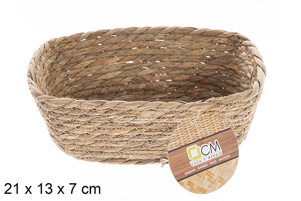 [122615] Panier en jonc de mer naturel rectangulaire  21x13x7 cm