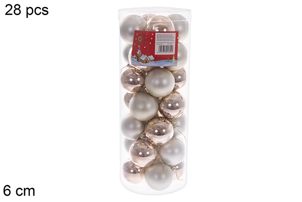 Pack 28 palline champagne lucide/opache cilindro 6 cm