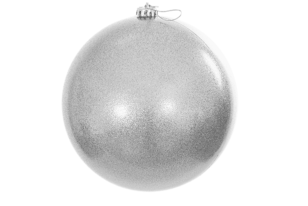 Bola de Navidad plata efecto purpurina 15 cm