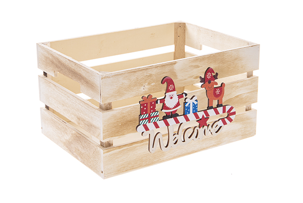 Caja madera blanca decorada Welcome 28x20x15cm