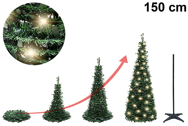 Foldable Christmas tree with USB LED lights 150 cm