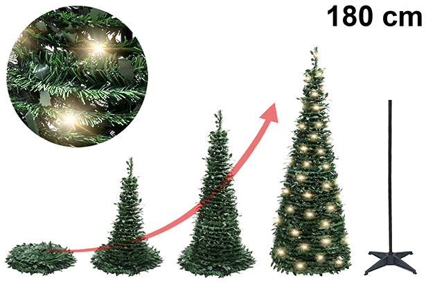 Árbol de Navidad plegable con luces LED USB 180 cm