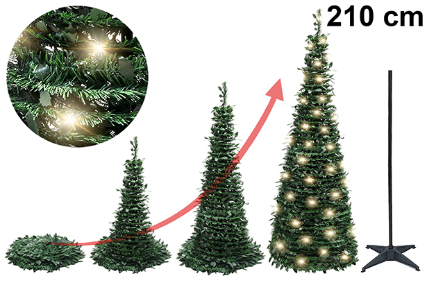 Foldable Christmas tree with USB LED lights 210 cm