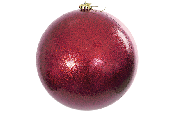 Boule de Noël bordeaux pailletée 15 cm
