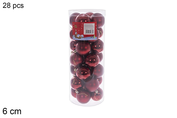 Pack 28 palline bordeaux lucide/opache cilindriche 6 cm