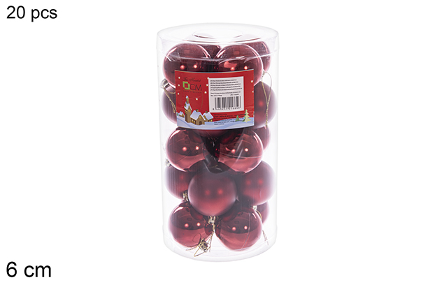 Pack 20 burgundy glossy/matte balls cylinder 6 cm