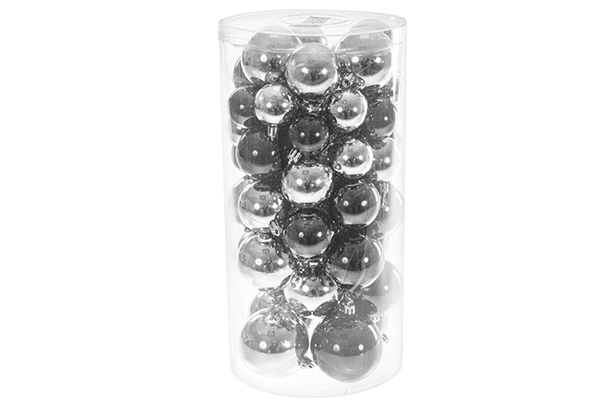 Pack 46 glossy/matte silver balls assorted cylinder