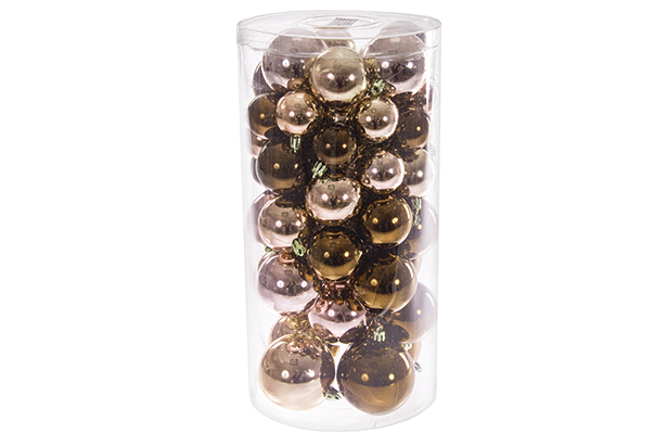 Pack 46 bolas champage brillo/mate surtidas cilindro