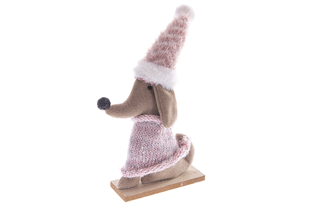 [122768] Figurine de chien de Noël avec chapeau 24 cm