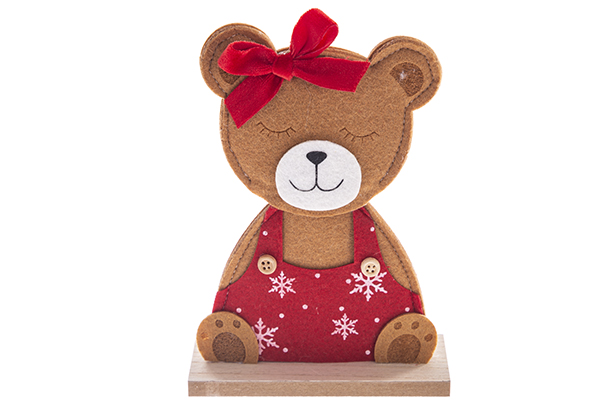 [122773] Felt figure teddy bear with Christmas hat 18 cm