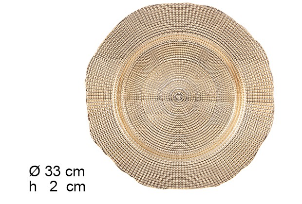 Sottopiatto plastico punti dorati 33 cm 