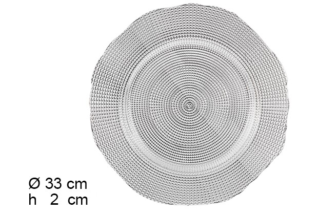 Bajo plato plástico puntos plata 33 cm
