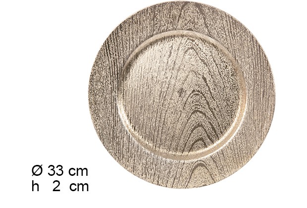 Golden wooden charger plate 33 cm 