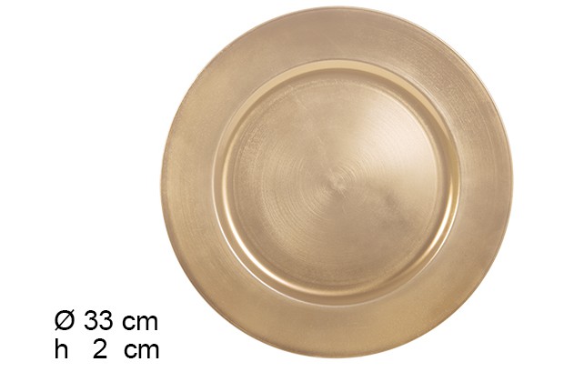 Golden smooth charger plate 33 cm  