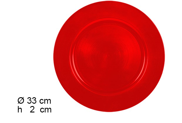 Bajo plato liso rojo 33 cm