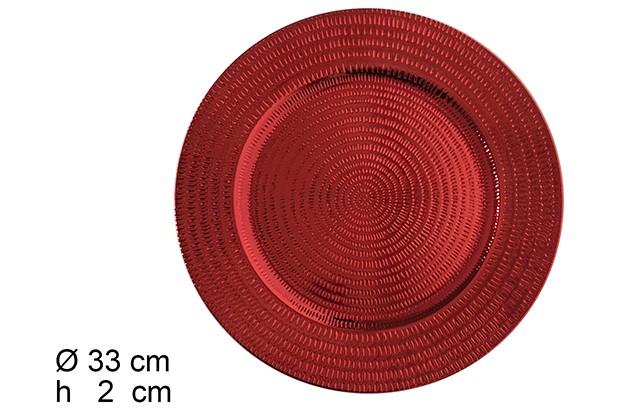 Prato vermelho com ondas 33 cm 
