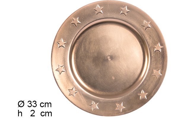Bajo plato con estrellas bronce 33 cm