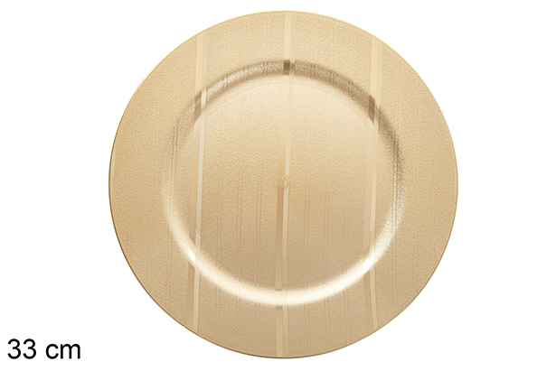 Bajo plato con rayas oro 33 cm