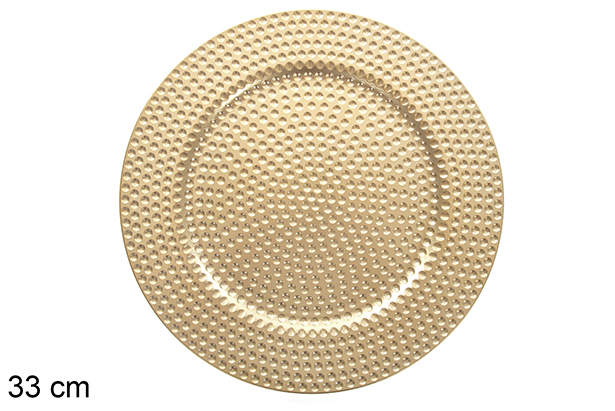 [122815] Sous-assiette dorée décorée à pèrles 33 cm 