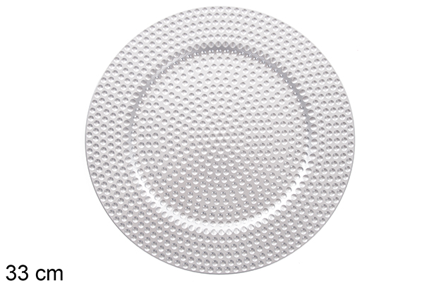 [122816] Sottopiatto argento decorato con perle 33 cm  
