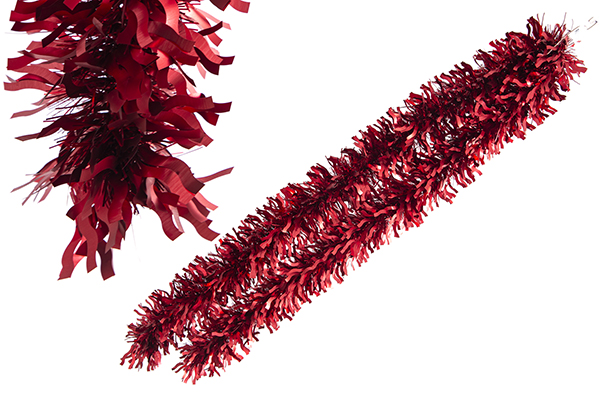 Boa pelo ancho ondulada rojo mate 12x180cm