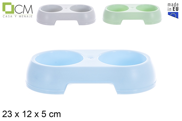 [122937] Comedero doble redondo mascota color pastel 23x12 cm