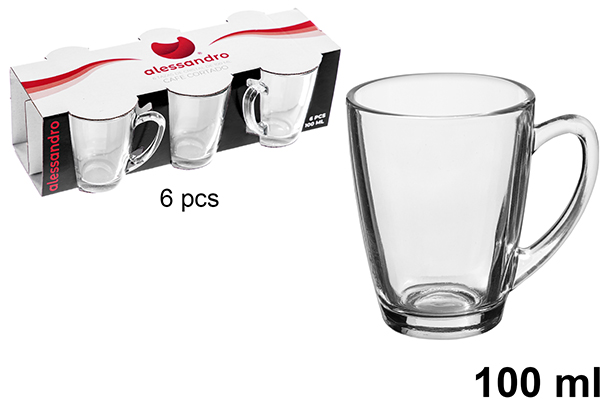 [122966] Pack 6 tazzine da caffè in vetro molato da 100 ml
