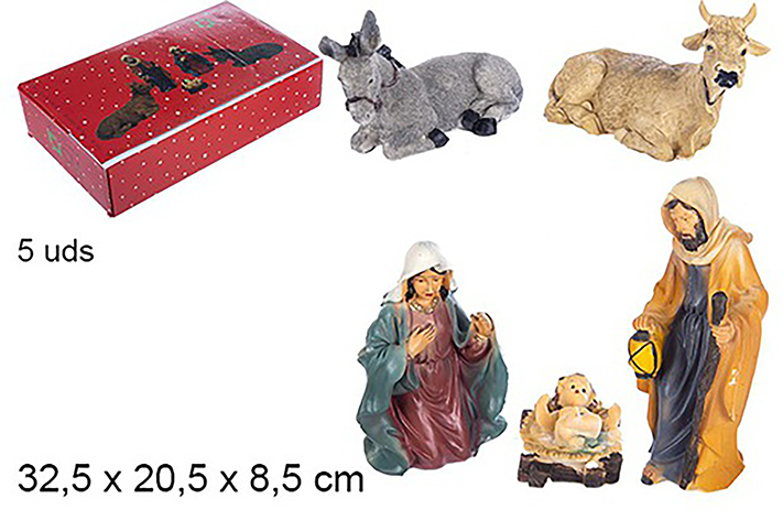 [122996] Pack 5 large resin figures Nativity scene